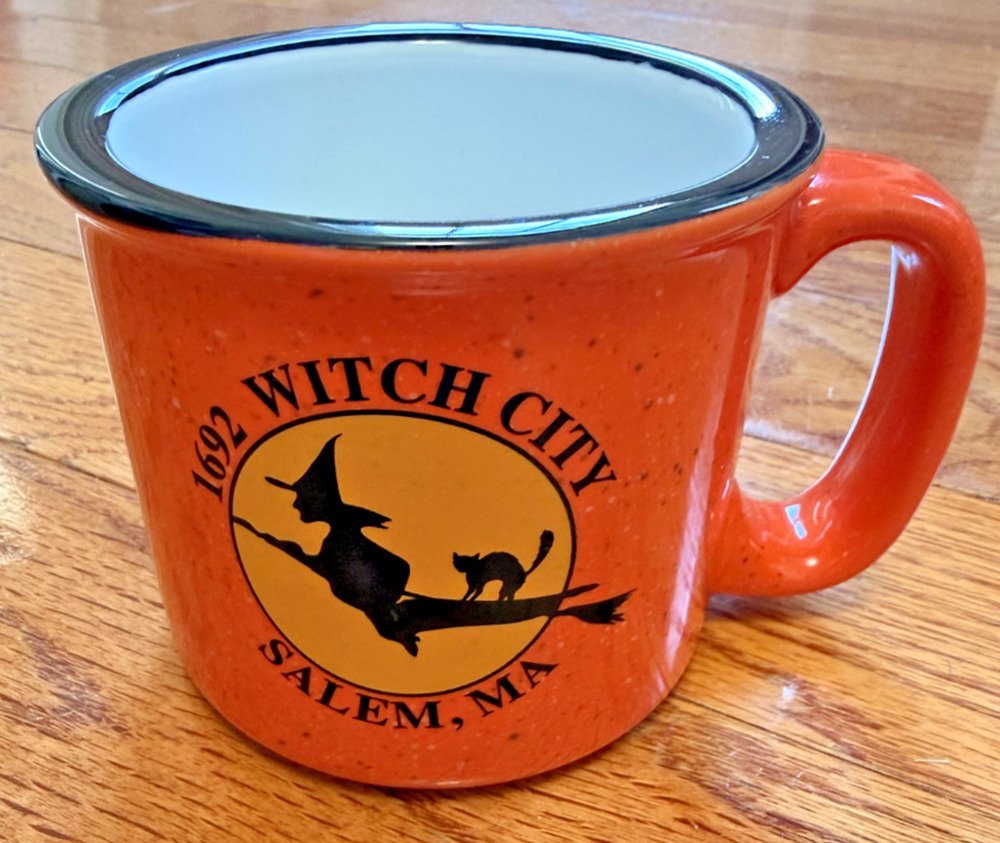 1692 Witch City Salem MA Ceramic Coffee Cup Heavy Speckled Mug 12 oz Orange